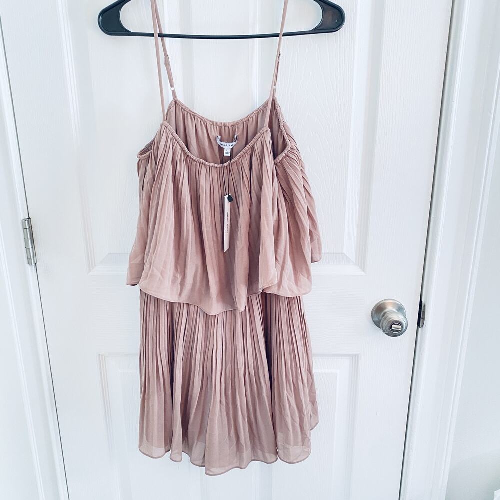 Naked Zebra Romper Womens Large Mauve Pink Pleated Chiffon Ruffle Overlay Lined